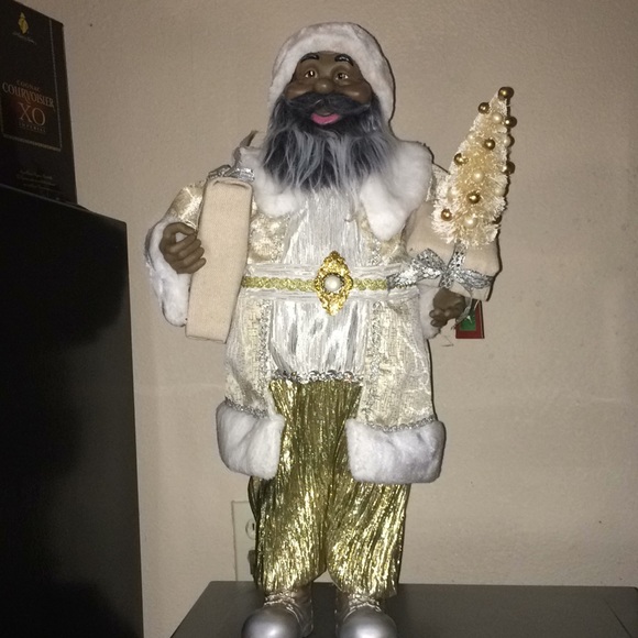 Other - African American Santa gold stand up figurine